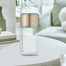 Infuseur à thé en verre à double paroi – Étanche, résistant à la chaleur et portable pour le thé en vrac | Convient pour le bureau et les