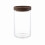 Pote de vidro hermético, transparente, para cereais, alimentos, café e chá, com tampa de madeira. 1