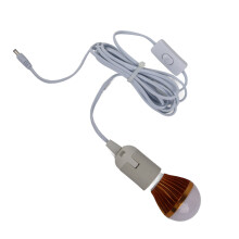 Żarówka E27, lampa solarna, uniwersalna, jasna, 5 W, bez zasilacza, z 3-metrowym kablem DC, do kempingu