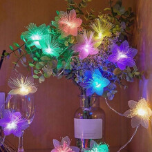 Guirlande lumineuse LED en forme de fleur - Fonctionne sur piles, économie d'énergie, décoration intérieure/extérieure pour mariages, fêtes,