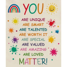 Affiche murale inspirante et colorée « Tu es unique, tu es intelligent » - Décoration murale pour chambre d'enfant, salle de classe, salle de