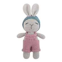 Precioso sonajero de conejo para bebés, suave juguete hecho a mano para calmar a los niños mientras duermen, juguete de ganchillo de mano para