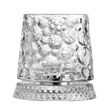 Clear Crystal Rotating Whiskey Glass 260ml with Base for Home Bar Decor