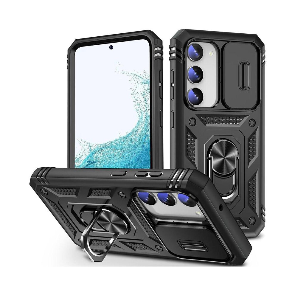 (, Galaxy A34 5G) Armor Design Phone Case With Slide Lens Cover, Shockproof Impact Resistant Phone Protective Cover Black 5032660040350