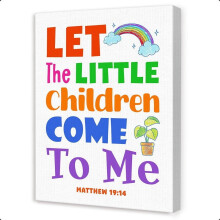 Affiche murale chrétienne pour enfants – « Laissez venir à moi les petits enfants », verset biblique, idéale pour la crèche et l'école du
