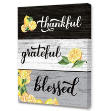 Toile décorative rustique citronnée - Thème gratitude (1 pièce)