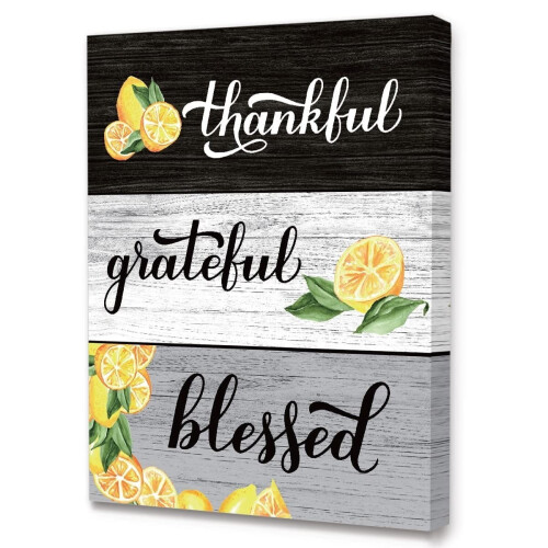 Toile décorative rustique citronnée - Thème gratitude (1 pièce)