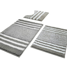 Ensemble de tapis de salle de bain lavable en fibre de-Gris