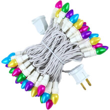 Easter LED String Lights – 50-Count Pastel C3 Bulbs, 120V, ETL Certified, Connectable, Indoor/Outdoor, White Wire, Compatible with YANTONs
