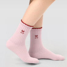 Girls Bow Lace Cuffed Knee High Socks For School And Dress Up Play