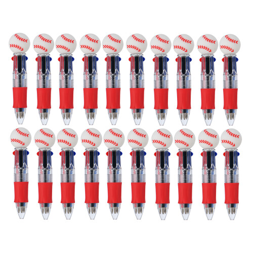 Novelty 4-Color Retractable Pen Shaped Like-Baseball 20PCS