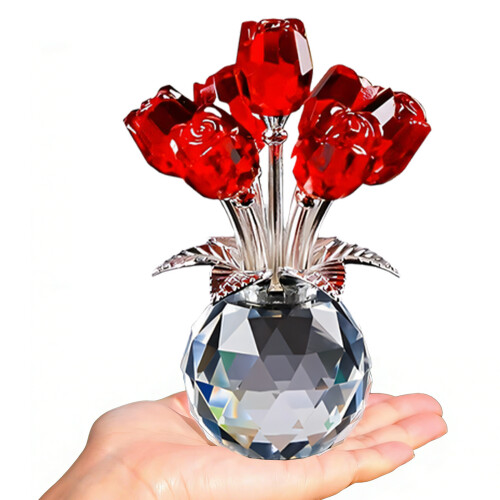 Kristall-Rosen-Figuren-Ornament,-Rot