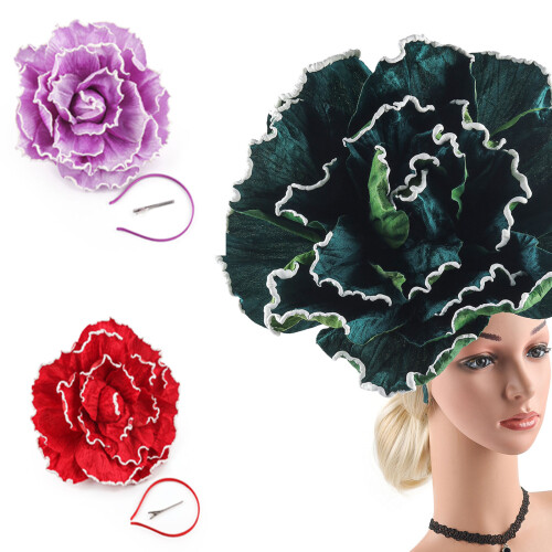 Luxe oversized bloem haarband overdreven-Zwart Groen 2
