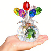 Glass Flower Bouquet Gift for Women Crystal Rose Flower-color