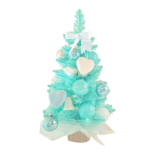 Blue Tabletop Christmas Tree, 17-Inch Artificial Tree with Decorations, for Desktop Party Decor 1