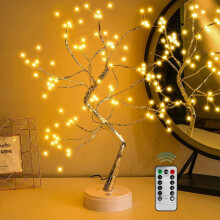20" 108 LED-fe-trelampe med fjernkontroll, USB/3AA, 8 moduser, varm hvit – kompatibel med DIY-bonsai og soveromsdekor