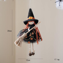 Yyuenw Halloween závesná čarodejnícka ozdoba s gázovou sukňou a metlou – kompatibilná s kuchyňou, dverami, oknami