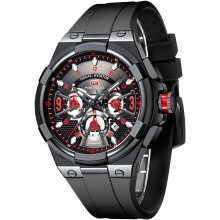 Montre homme unique et décontractée à bracelet en silicone, style ajouré (chronographe/étanche/lumineux/calendrier/24 heures). Bracelet en