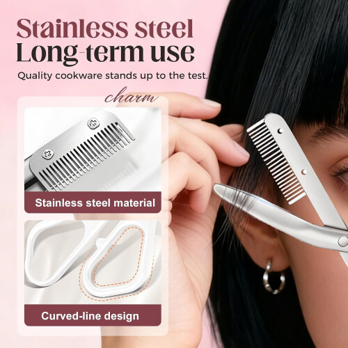 Eyebrow Trimmer Scissors with Comb Stainless Steel 2