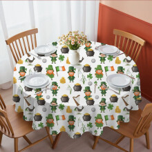 Nappe ronde « Saint-Patrick et Harpes », 152 cm, infroissable et facile à nettoyer, idéale pour la cuisine, la salle à manger, les