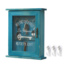 Holz-Schlüsselaufbewahrungsbox, Wandbehang, Tür,-Blau