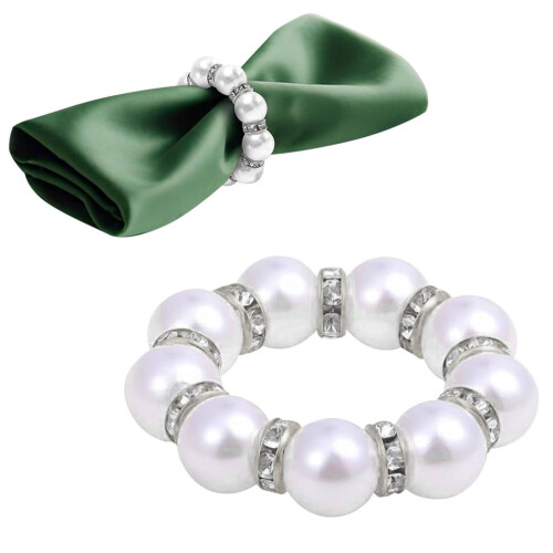 Rond de serviette perle or blanc 1 pièce