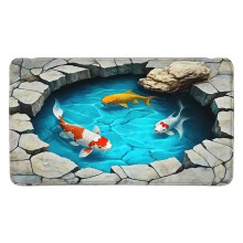 Tapis à illusion d'optique 3D – Effet trou, Tapis trappe demi-cercle, Antidérapant, Convient aux chats et aux chiens, pour chambre, salon,