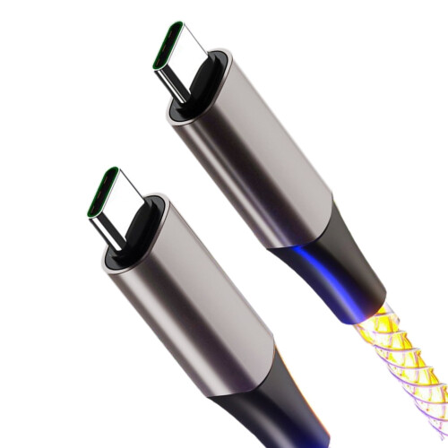 Καλώδιο φόρτισης USB C σε Type C 60W με φωτισμό LED με διαβαθμίσεις και κέλυφος
