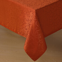 Nappe jacquard d'automne, imperméable, motif floral damassé, épaisse, couleur rouille, idéale pour les repas, les fêtes et les jours fériés,