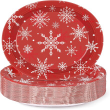 Christmas Paper Plates,50 Count Heavy Duty Paper Plate,10" x 12.5" Disposable Serving Plates for Xmas Holiday Dinnerware Table Decorative