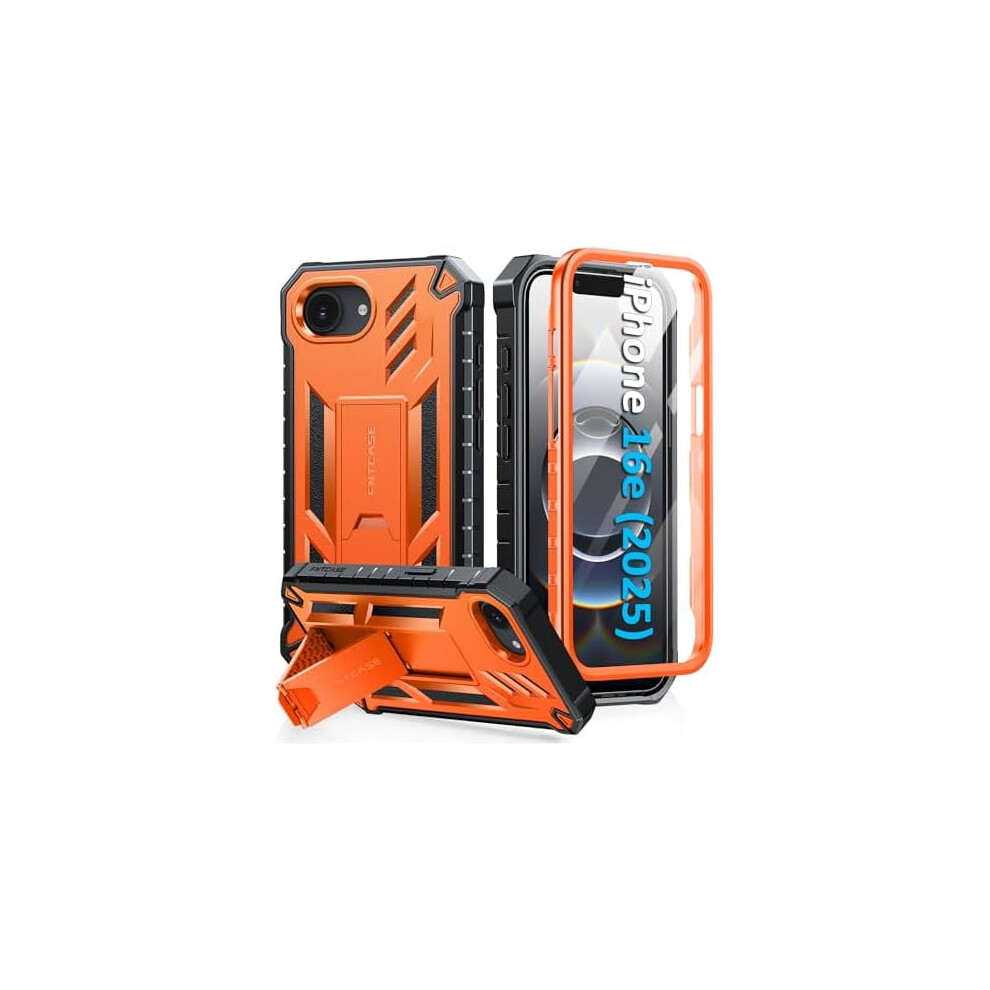 Iphone 16E Case: Military-Grade Drop-Proof, Matte Textured Rugged Tpu With Kickstand Â Orange 9422877815852