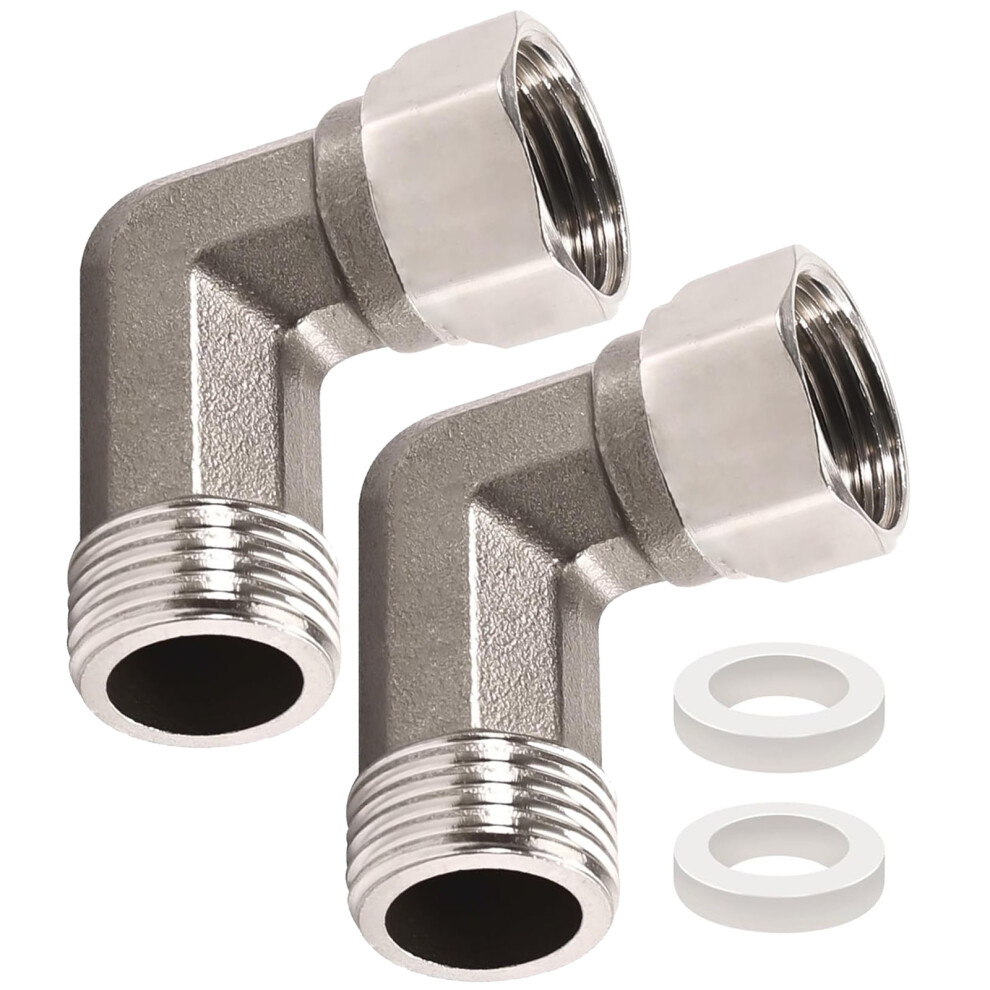 2Pcs Stainless Steel 1/2Inch 90 Degree Elbow Fitting Male To Female Thread Convenient For Household Water Pipe Use 9402001068743