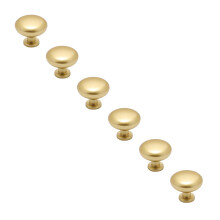 Brushed Gold Round Cabinet Knobs Zinc Alloy 10 Pack