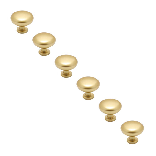 Brushed Gold Round Cabinet Knobs Zinc Alloy 10 Pack
