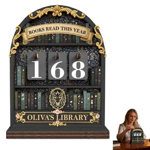 Ξύλινα βιβλία που διαβάσατε φέτος Tracker Bookworm Ράφια Διακόσμησης 1