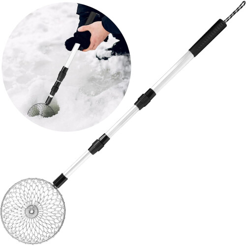 Ice Fishing Scoop Adjustable Long Handle Metal 1pc