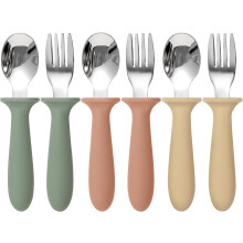 Ensemble cuillère et fourchette pour tout-petits en acier inoxydable sans BPA, 2 pièces
