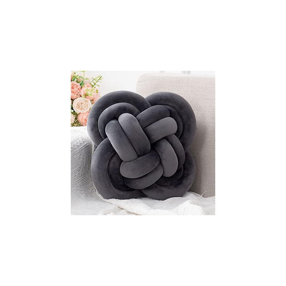 Knot Pillow Dark Grey 12 Inch Decorative Plush Cushion