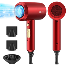 2025 1800W Professional Ionic Hair Dryer – Fast Drying with 3 Attachments for Salon & Home Use(Agate Red)