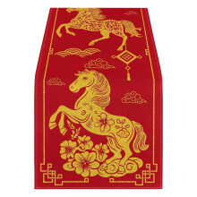Chemin de table Année du Cheval en polyester résistant aux taches, élégant et festif, pour une décoration de table hivernale