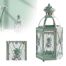 Vintage glasslanterner med rustikk metallramme, vindtette utendørs lysestaker for veranda og uteplass – kompatible med vanlige stearinlys