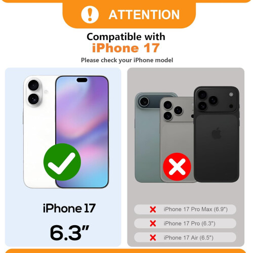 Θήκη πορτοφολιού crossbody για iPhone17, PU δέρμα με φερμουάρ, βάση στήριξης, υποδοχές 2