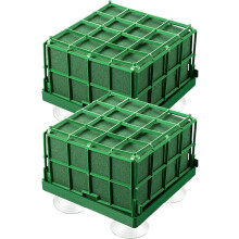 Gabbia in spugna floreale con ventose, quadrata verde