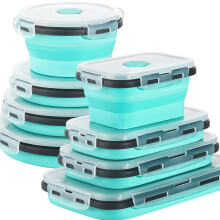 Bols de rangement pliables en silicone (lot de 8, 4 tailles : 12/17/27/40,6 oz), sans BPA, compatibles réfrigérateur/micro-ondes/congélateur,