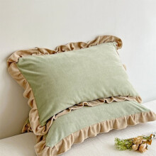 Față de pernă moale din flanel și bumbac, 50x76 cm, decor pentru casă toamnă/iarnă – respirabilă, lavabilă, absorbantă, verde –