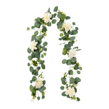 Guirlande artificielle Sunxin de 1,8 m avec fleurs blanches et verdure – Vignes réalistes pour arche de mariage, mur, décoration de table,