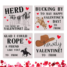 Western Rodeo Cowboy Valentine Cards 24 pcs