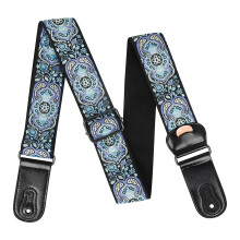 National Styles Guitar Strap with Pick Pockets Adjustable Cotton Shoulder Strap Leather Ends Guitar Straps