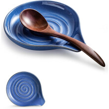 Spoon Rest, Large Ceramic Spoon Holder for Stove Top, Heat-Resistant Cooking Spoon Rest for Kitchen Counter Decor, 5 Inches, Blue