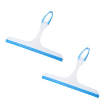 2PCS Silicone Hand Squeegee for Shower Doors, Car Windows & Mirrors – Hook-Design Cleaner Tool, Blue